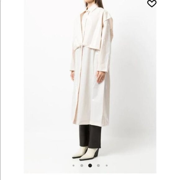 Cream Trench Coat with Classic Collar and Oversized Fit - Picture 7 of 16